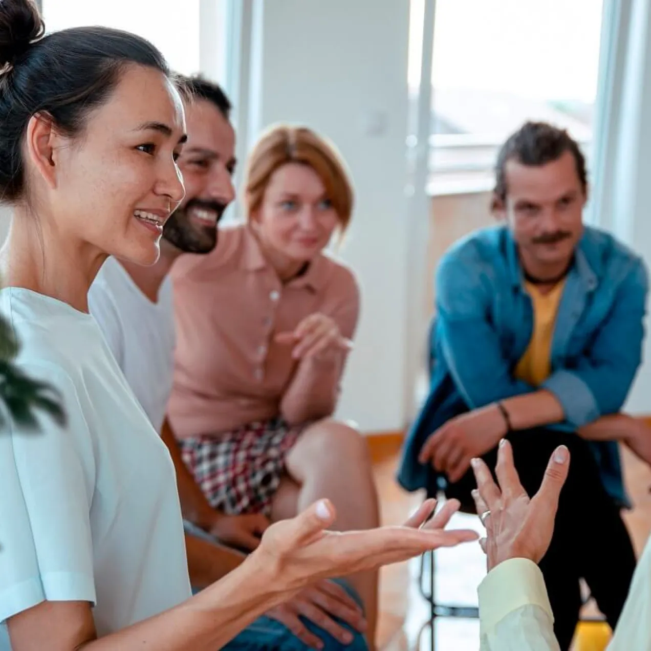 Community Health Worker Discussing Healthcare with Patients
