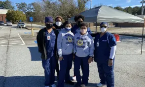 Malisha Guerrier, Cecile West (faculty), Alicia Dunlap, Sherra Hammond, Stephanie Jenkins and Necola Webster