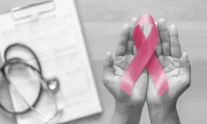 Breast cancer awareness pink ribbon for Wear pink day charity in october month for woman health and patient survivor fighting with breast tumor illness