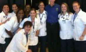 Herzing University Orlando nursing students in white coats