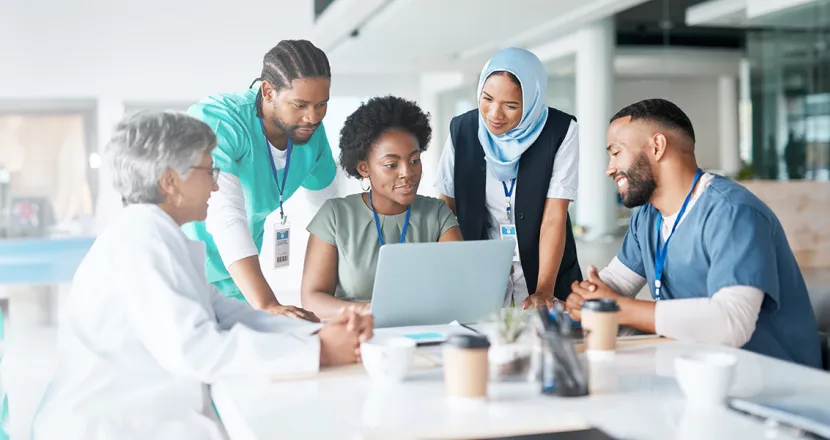 Public Health Nurse with MSN Working with Healthcare Team