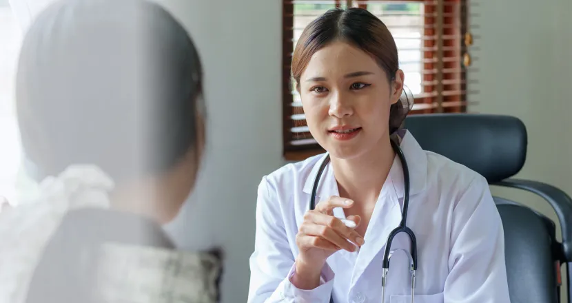 DNP PMHNP Badge Banner PMHNP with DNP consulting with patient