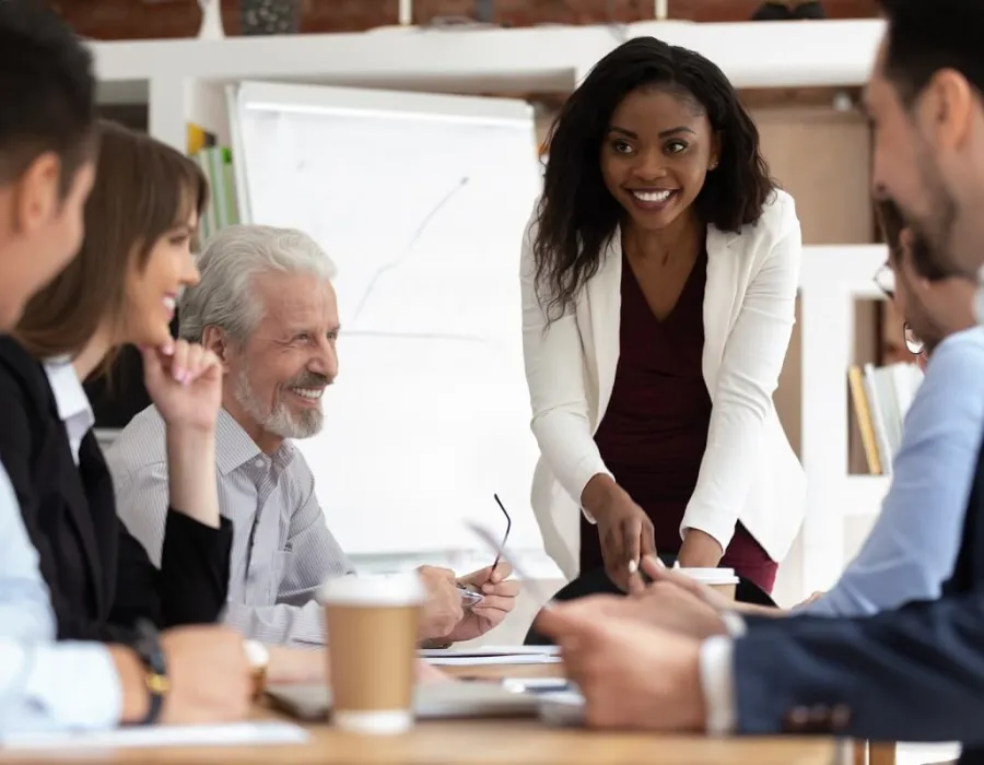 Nurse with MBA Leading Business Meeting