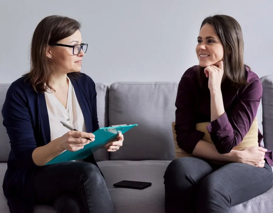 Social Worker Speaking with Client in Office