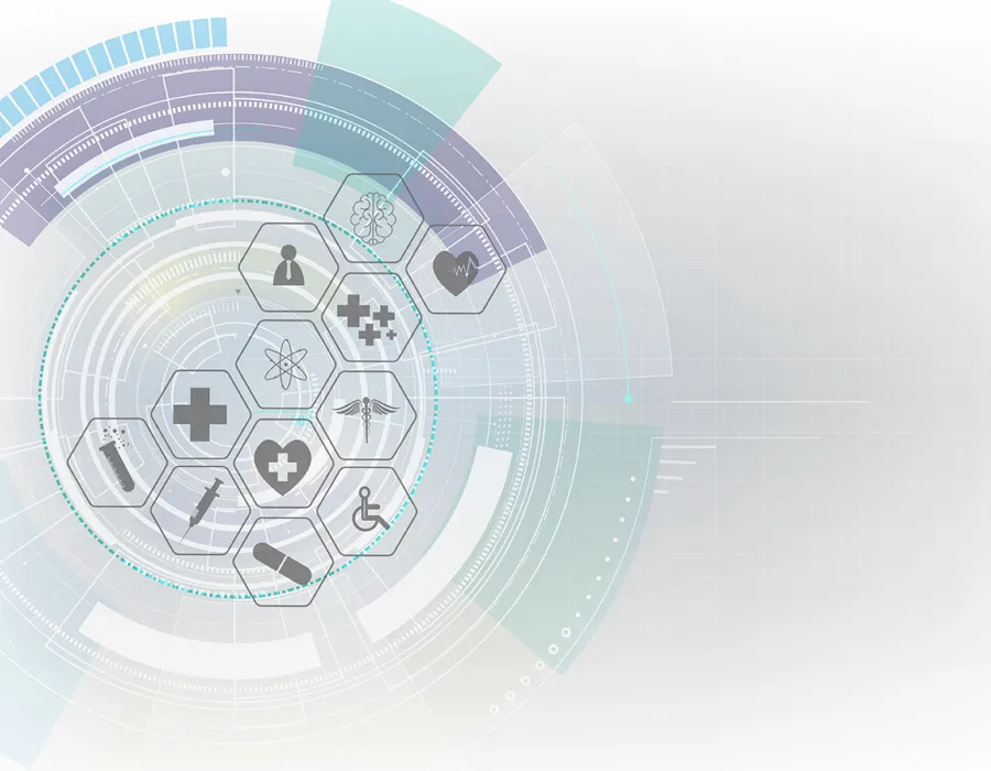 Graphic of several medical and healthcare related icons