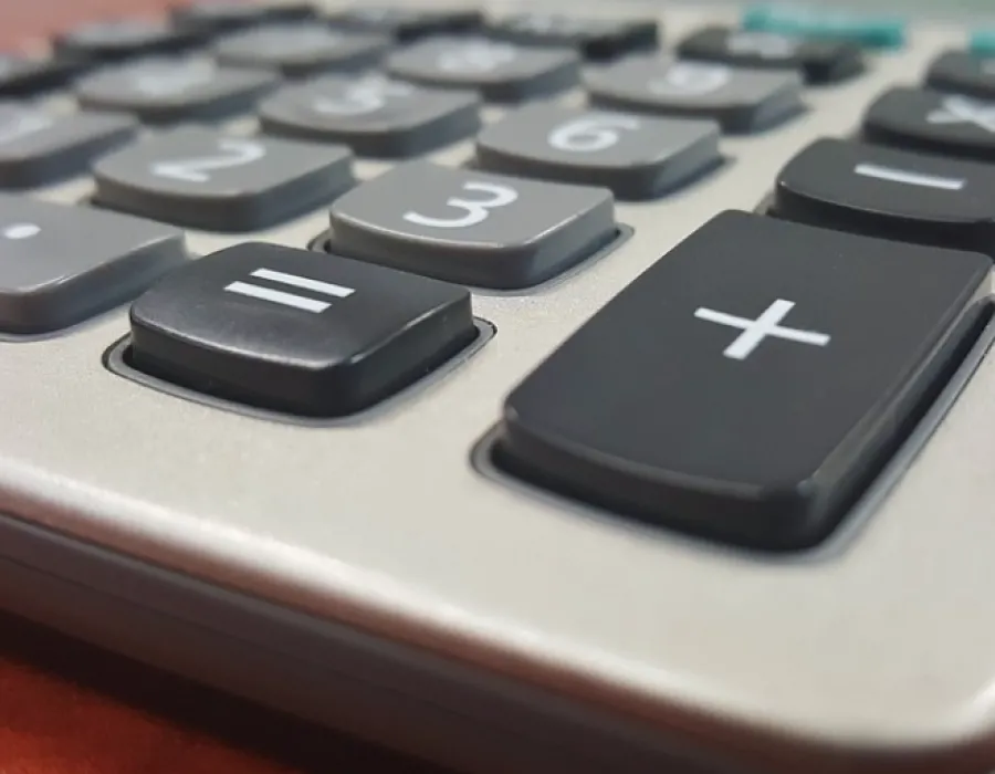 Close up of a calculator on a desktop